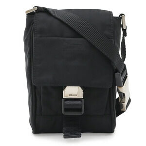 Prada Triangle Shoulder Bag Waist Body Leather NERO Black